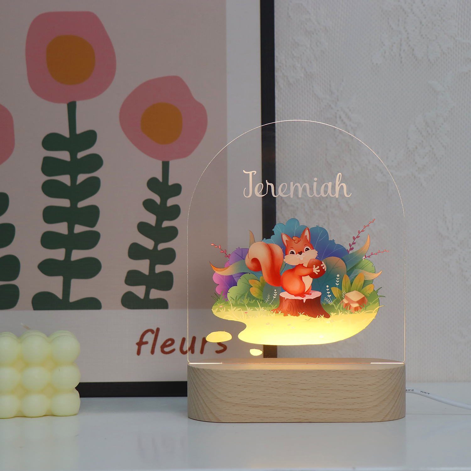 Серия животных Nightlight Fox Pattern USB -акриловая лампа