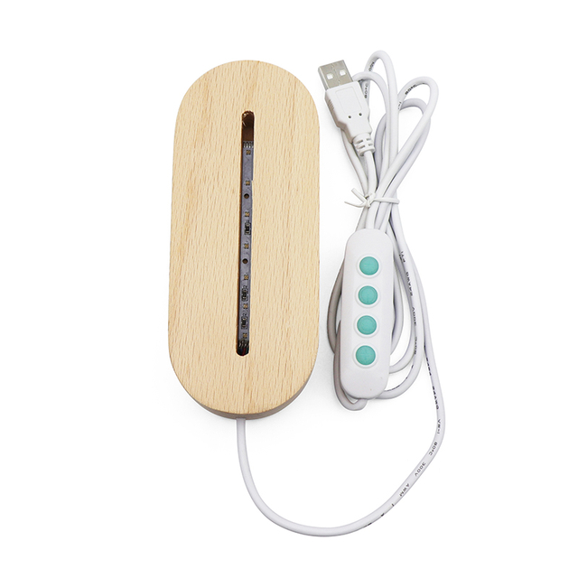 7 Цвета RGB Овальный деревянный светодиодный базовый ночной свет с USB Dimmer Switch