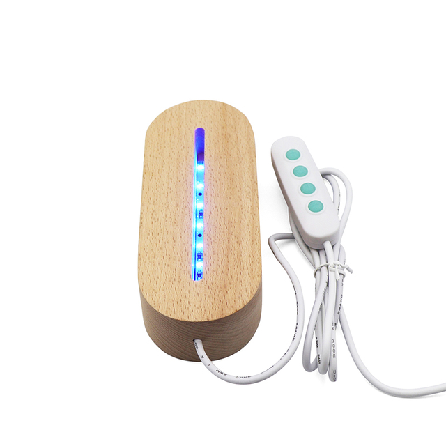 7 Цвета RGB Овальный деревянный светодиодный базовый ночной свет с USB Dimmer Switch