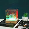 USB -перезаряжаемая красочная 3D голографическая акриловая лампа с деревянной основой