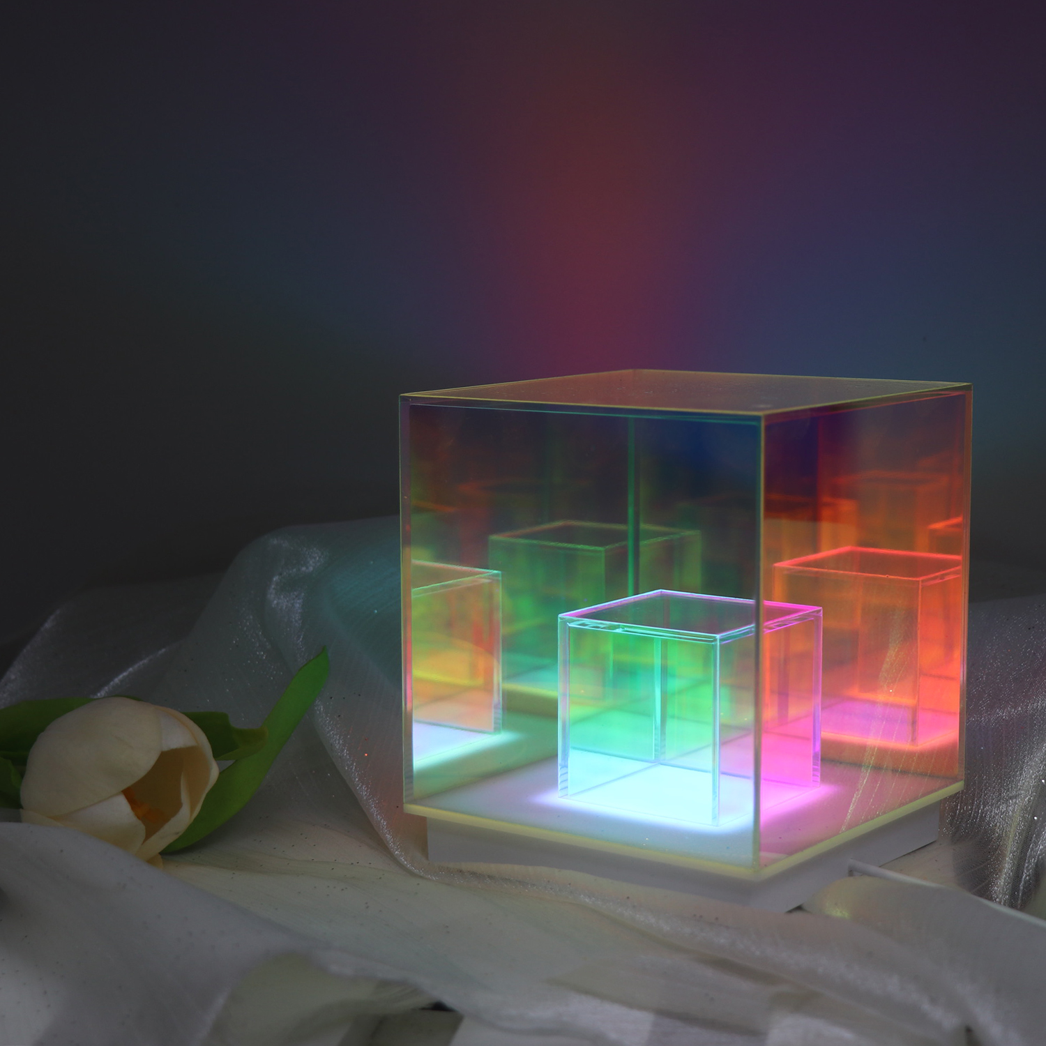 USB Cube 3D -акриловая лампа красочная светодиодная ночная комната для спальни 