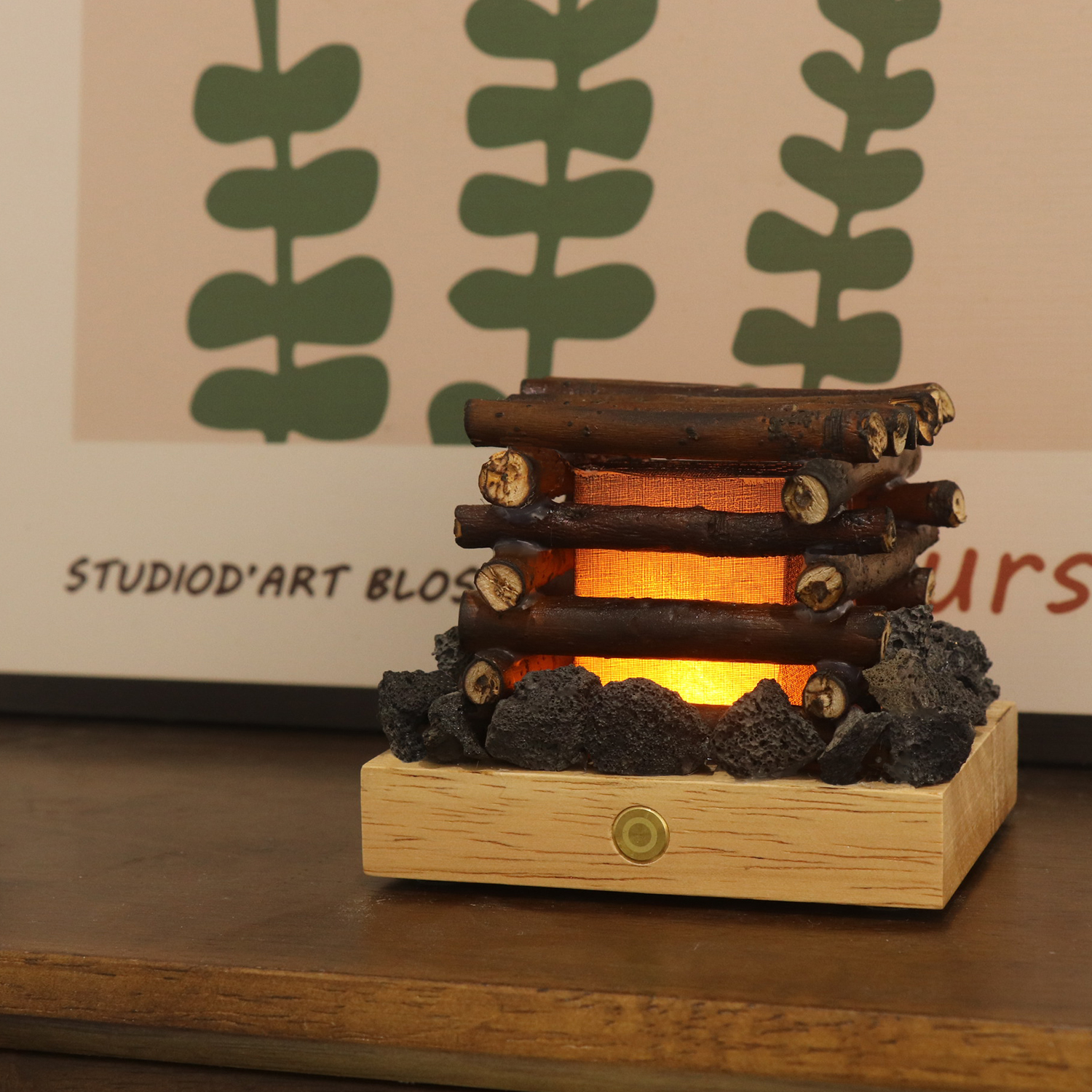 Настоящая лампа для настроения в ручной работы с горящим звуком с горящим звуком