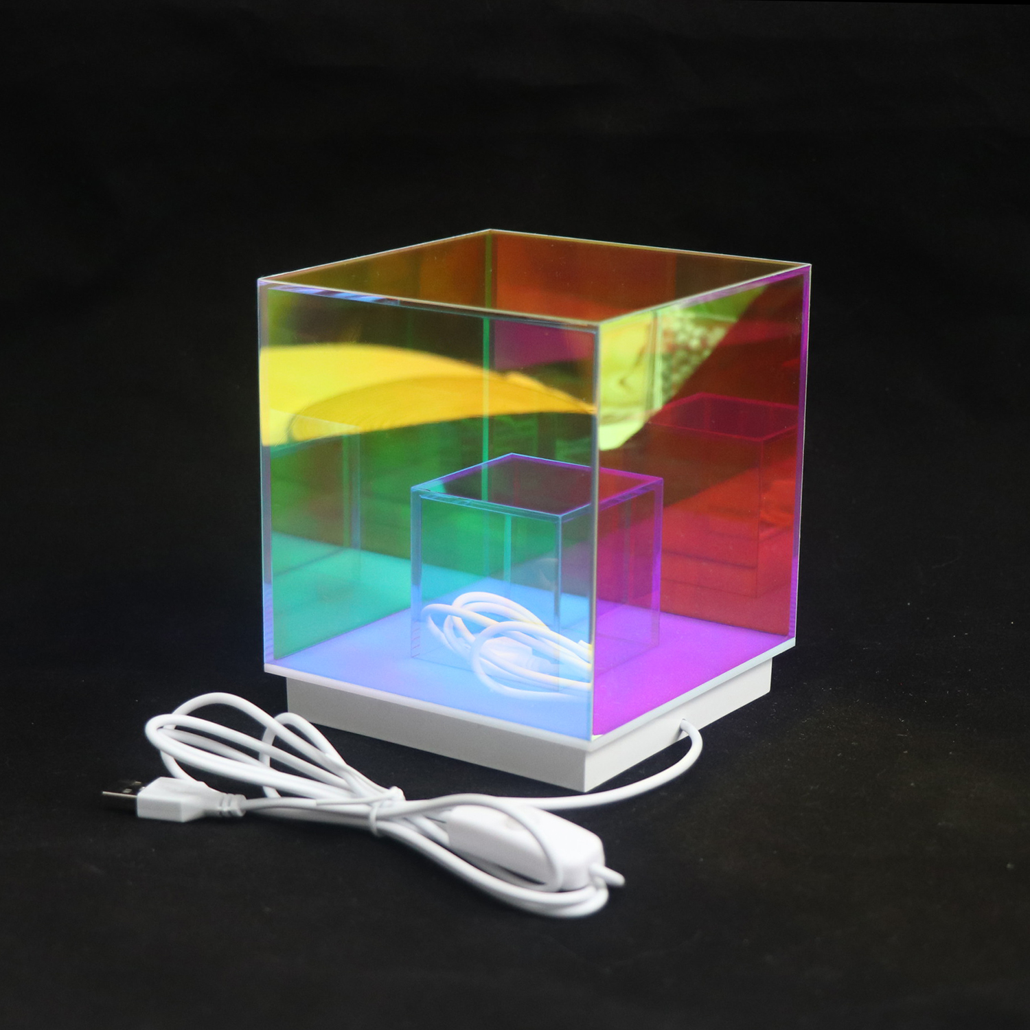 USB Cube 3D -акриловая лампа красочная светодиодная ночная комната для спальни 