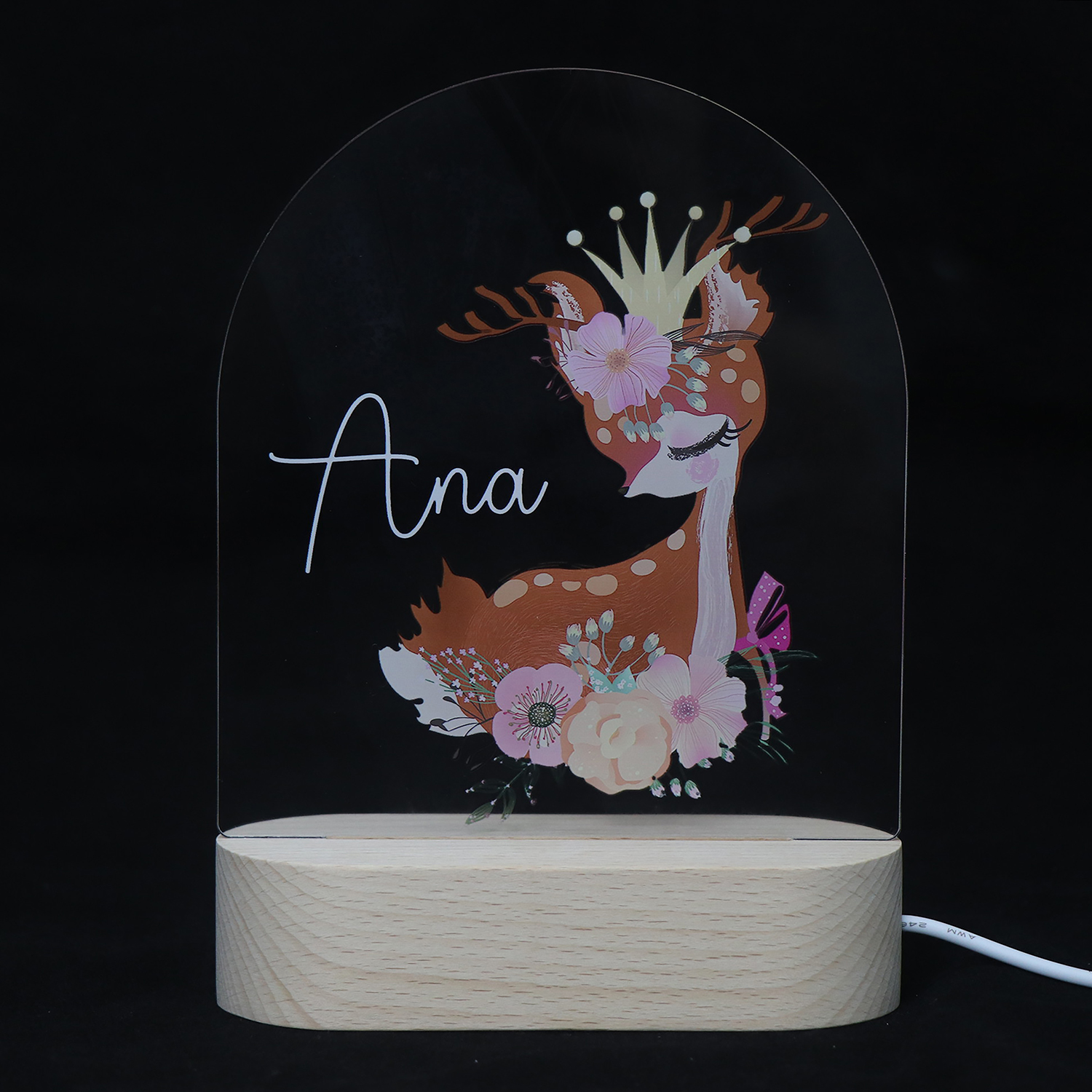 Пользовательское название УФ -акриловая лампа маленький животный USB Ночной свет