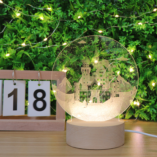 Творческий подарок с капотом дизайнерский замок акрил вырезан внутри настольной лампы