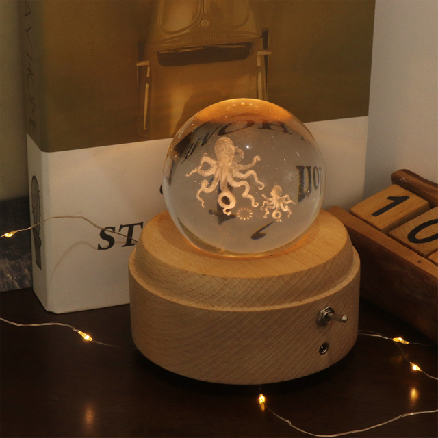 3D Sea Animals Crystal Ball Night Lamp с музыкальной коробкой