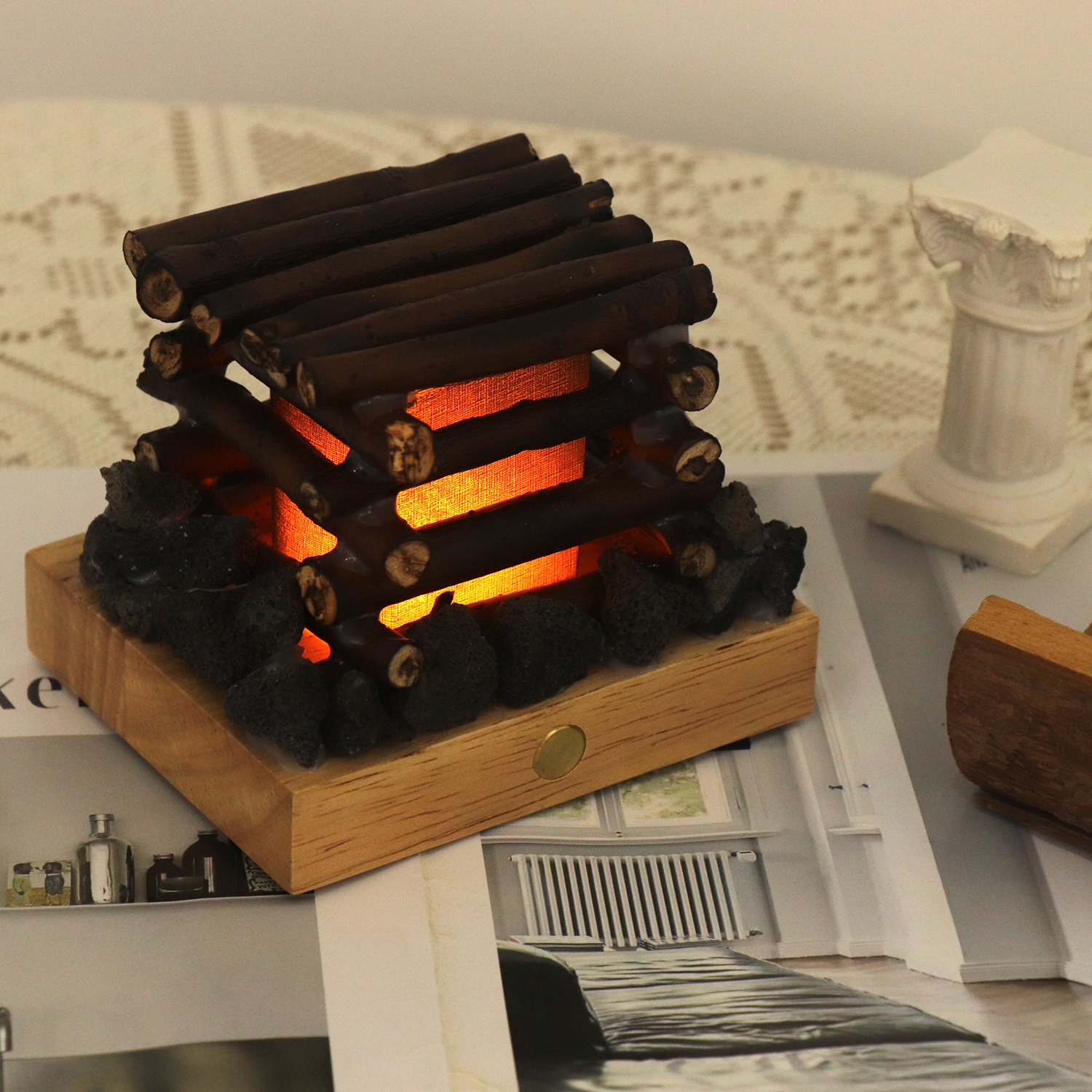 Настоящая лампа для настроения в ручной работы с горящим звуком с горящим звуком