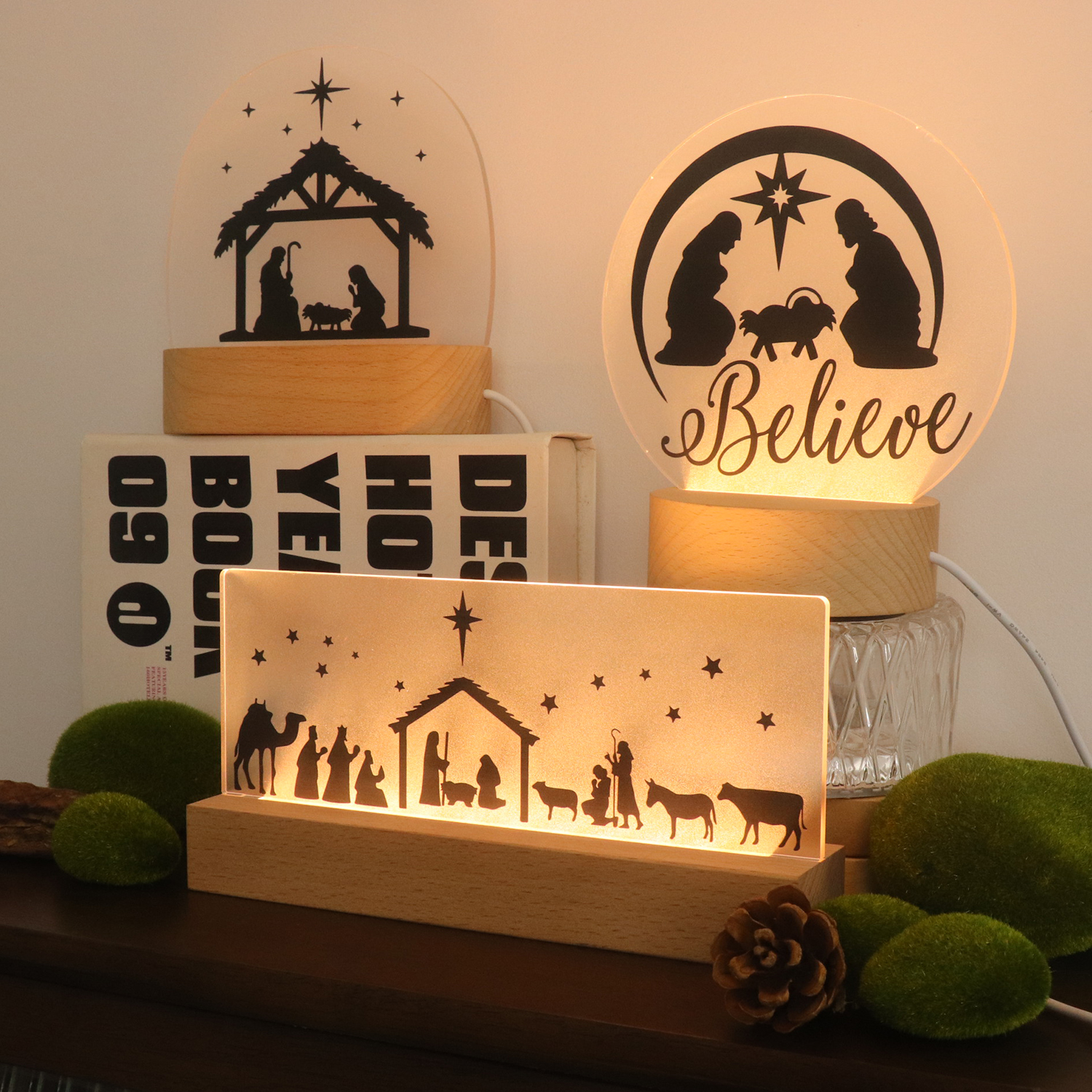 Рождественская лампа nachtlampje Иисус Акрил ультрафиолетовый ночной лампа