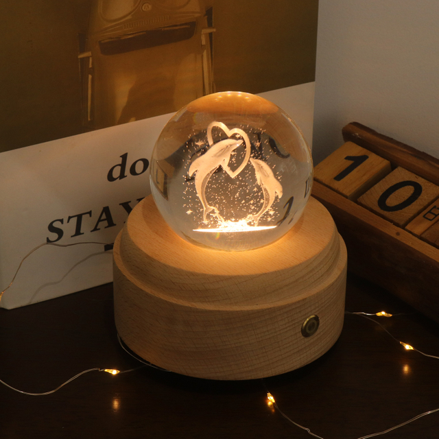 3D Sea Animals Crystal Ball Night Lamp с музыкальной коробкой