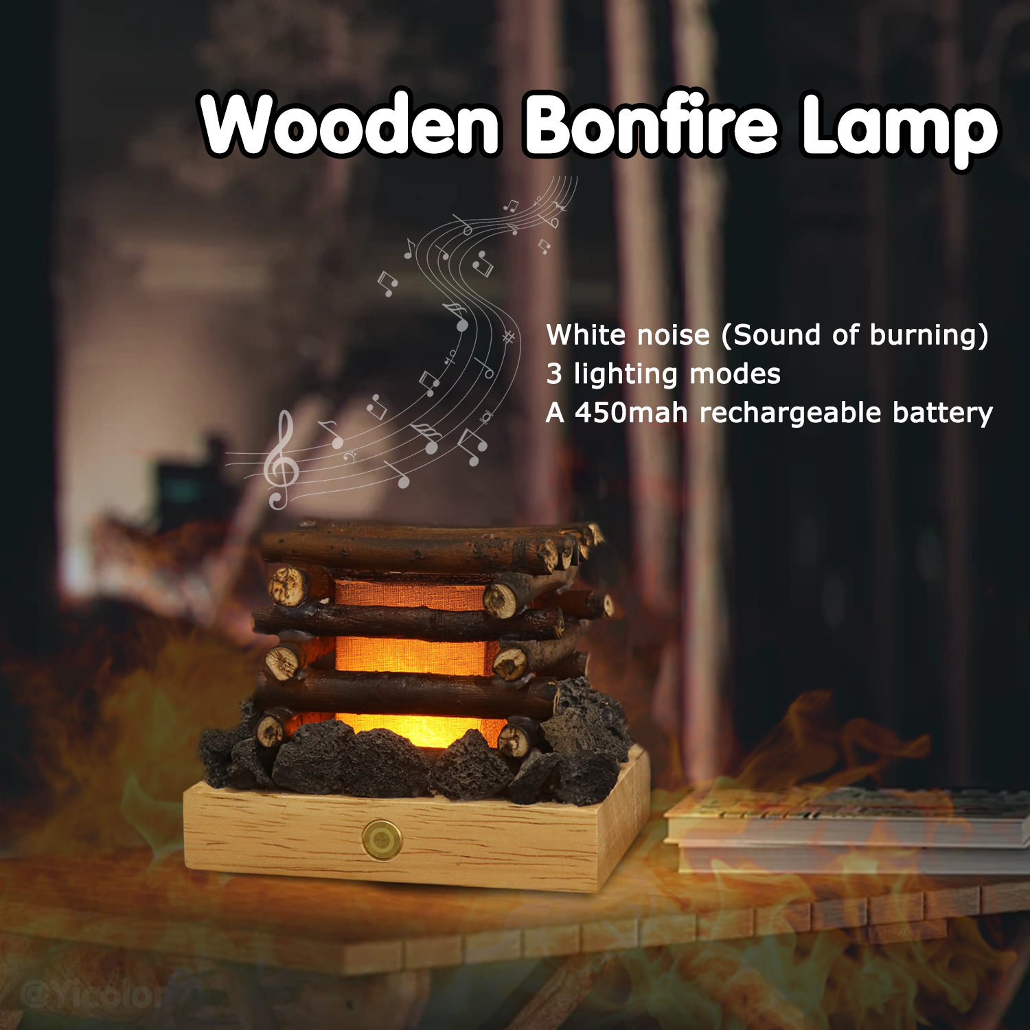 Настоящая лампа для настроения в ручной работы с горящим звуком с горящим звуком